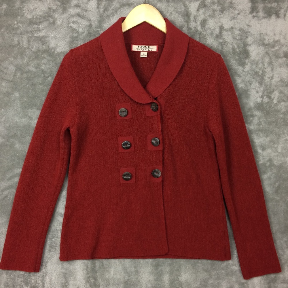 Beyond Threads Knit Cardigan Sweater Womens Small Alpaca Wool Made in Peru